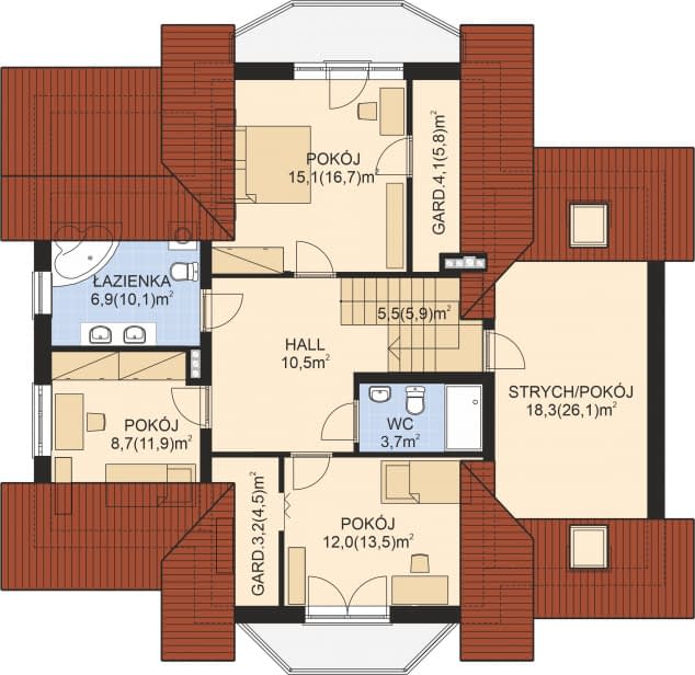 Rzut projektu APS 115 - Poddasze
