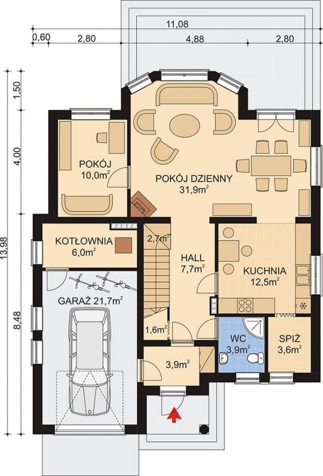 Rzut projektu APS 114 - Parter