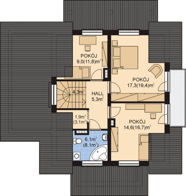 Rzut projektu APS 112 - Poddasze