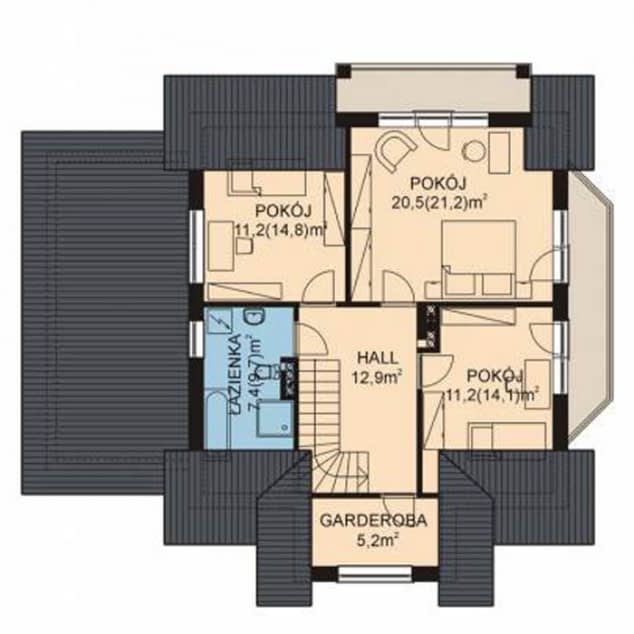 Rzut projektu APS 102 + G - Poddasze