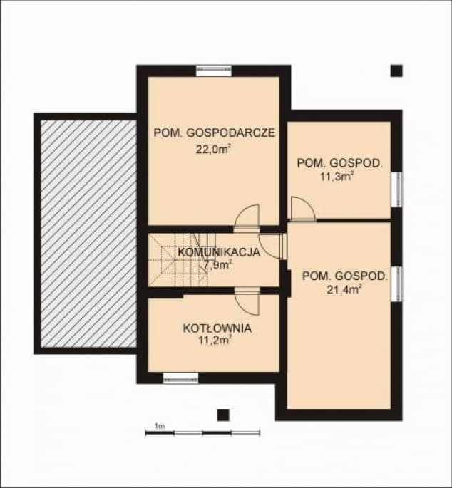 Rzut projektu APS 007 + G - Piwnica