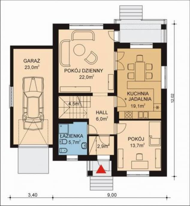 Rzut projektu APS 007 + G - Parter