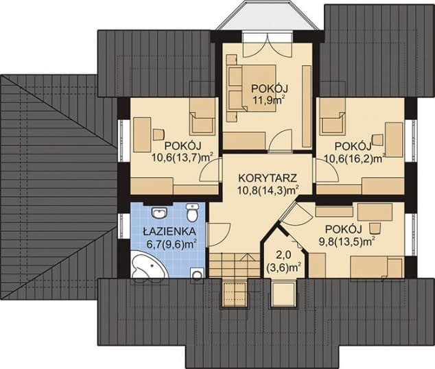 Rzut projektu APS 008 + G - Poddasze