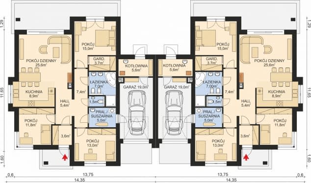 Rzut projektu APS 093 wariant 3 B - Parter