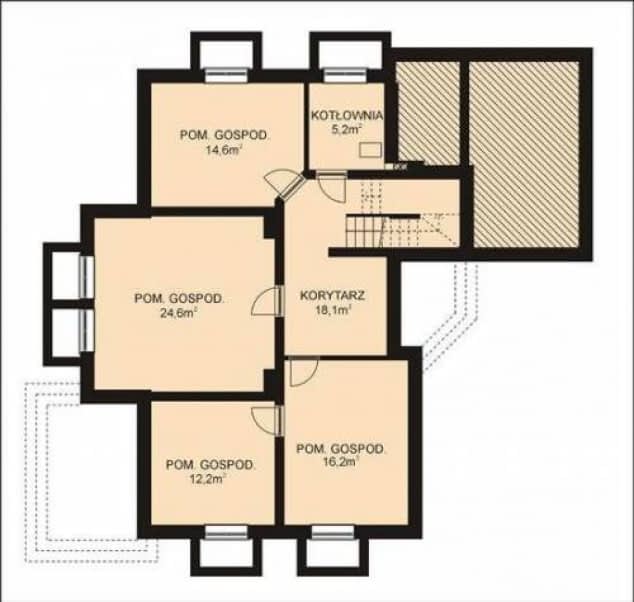 Rzut projektu APS 083 + P - Piwnica