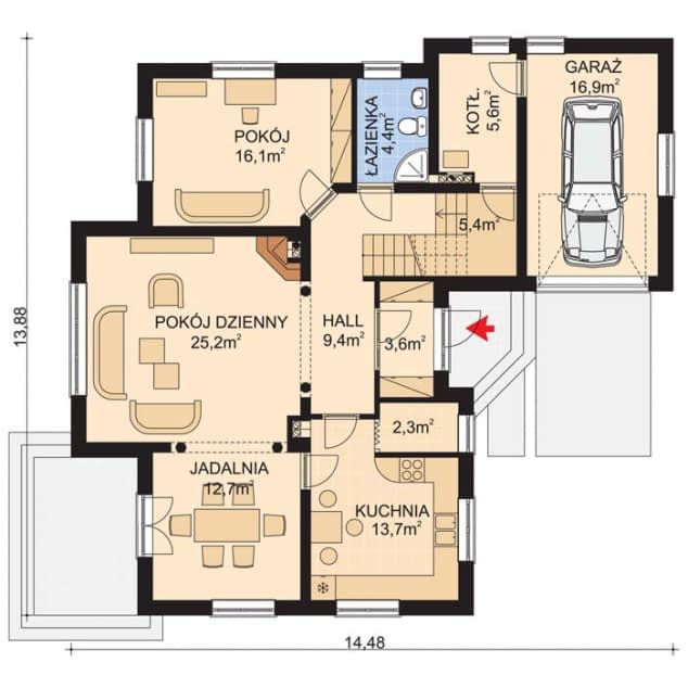 Rzut projektu APS 083 + P - Parter