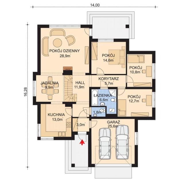Rzut projektu APS 054 - Parter