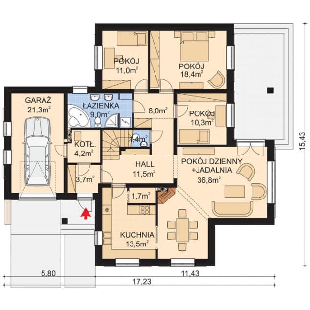 Rzut projektu APS 111 - Parter