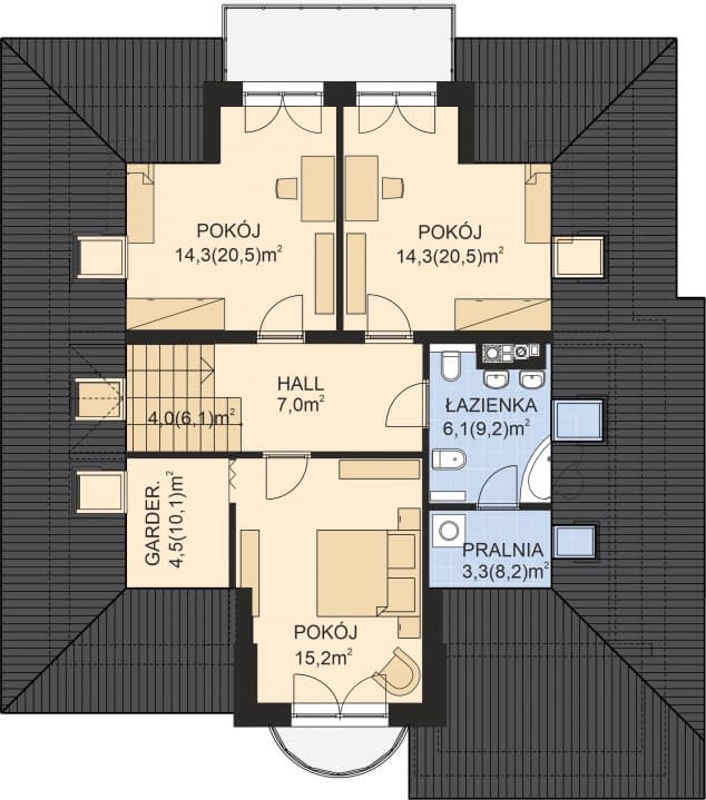 Rzut projektu APS 164 - Poddasze