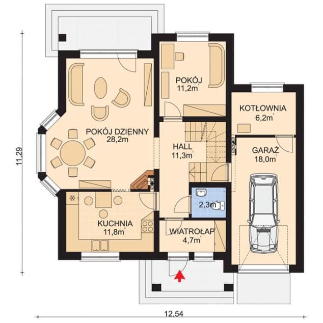 Rzut projektu APS 096 - Parter