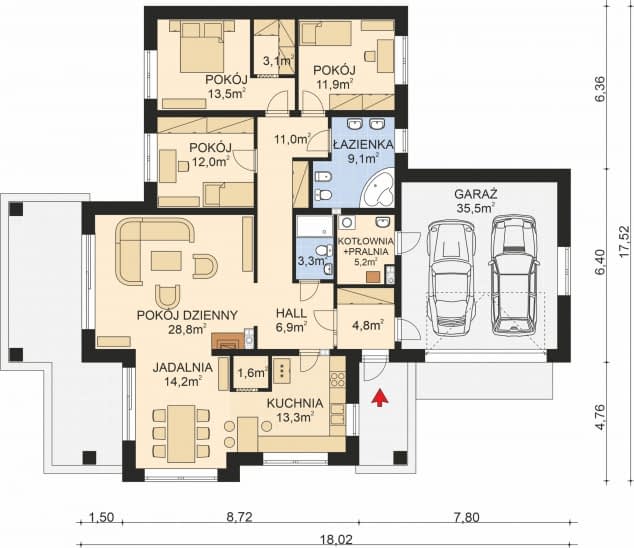 Rzut projektu APS 097 NEW - Parter