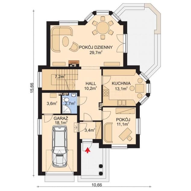 Rzut projektu APS 100 - Parter