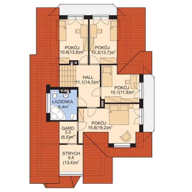 Rzut projektu APS 100 - Poddasze