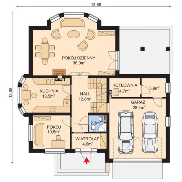 Rzut projektu APS 101 - Parter