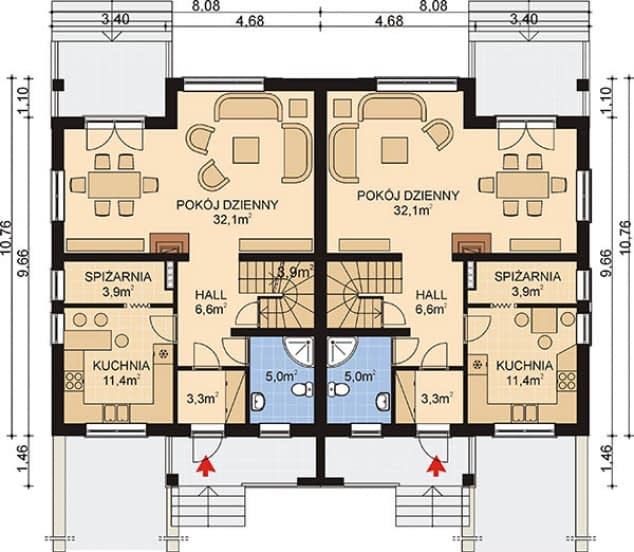 Rzut projektu APS 122 - Parter