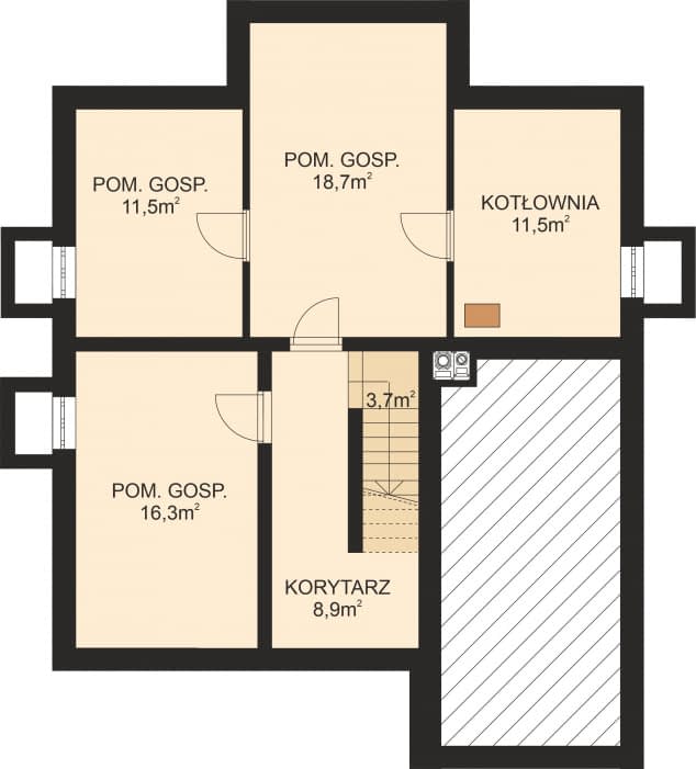 Rzut projektu APS 098 + P - Piwnica