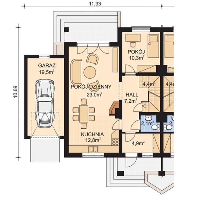 Rzut projektu APS 066 - Parter