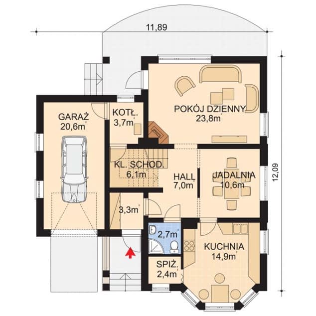 Rzut projektu APS 058 - Parter