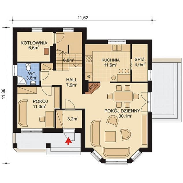 Rzut projektu APS 036 - Parter