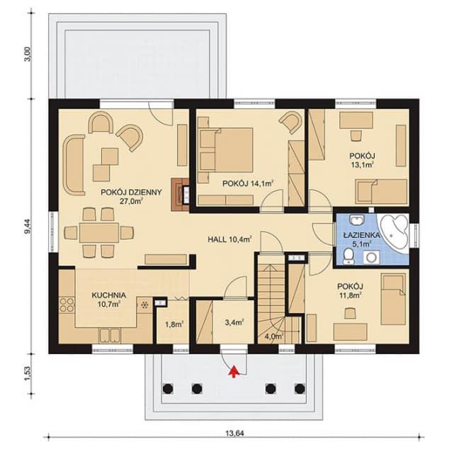 Rzut projektu APS 207 - Parter