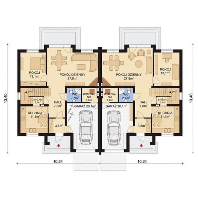 Rzut projektu APS 215 DWULOKALOWY - Parter