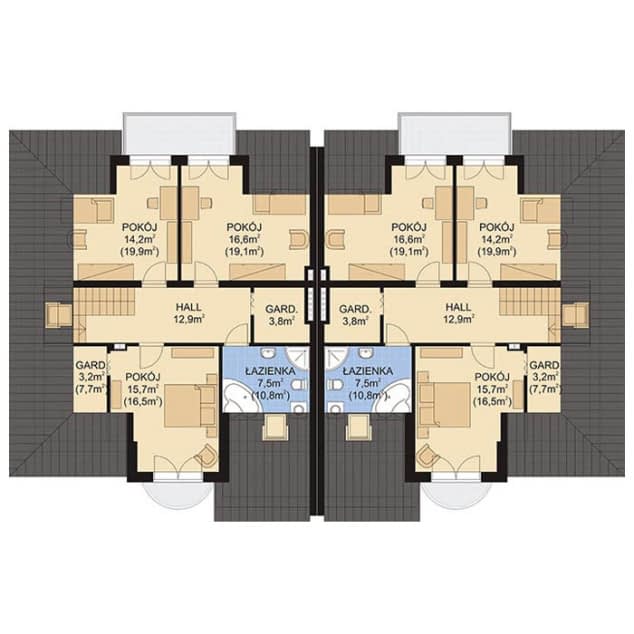 Rzut projektu APS 215 DWULOKALOWY - Poddasze
