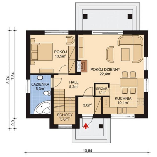 Rzut projektu APS 205 NEW - Parter