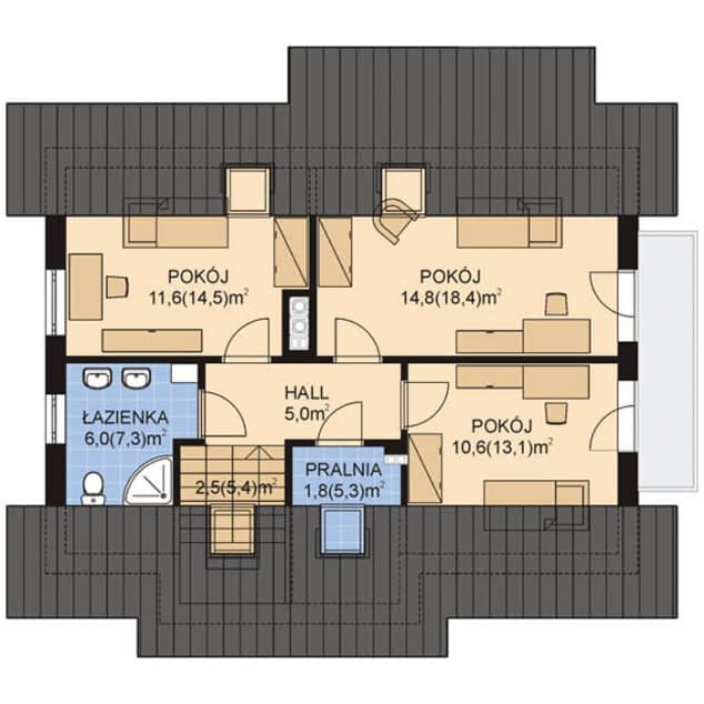 Rzut projektu APS 205 NEW - Poddasze