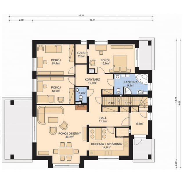 Rzut projektu APS 273 - Parter