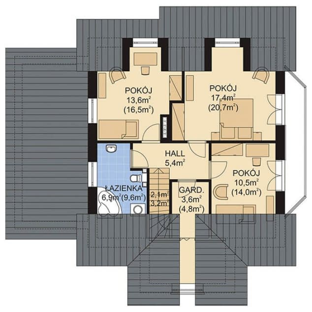 Rzut projektu APS 222 - Poddasze