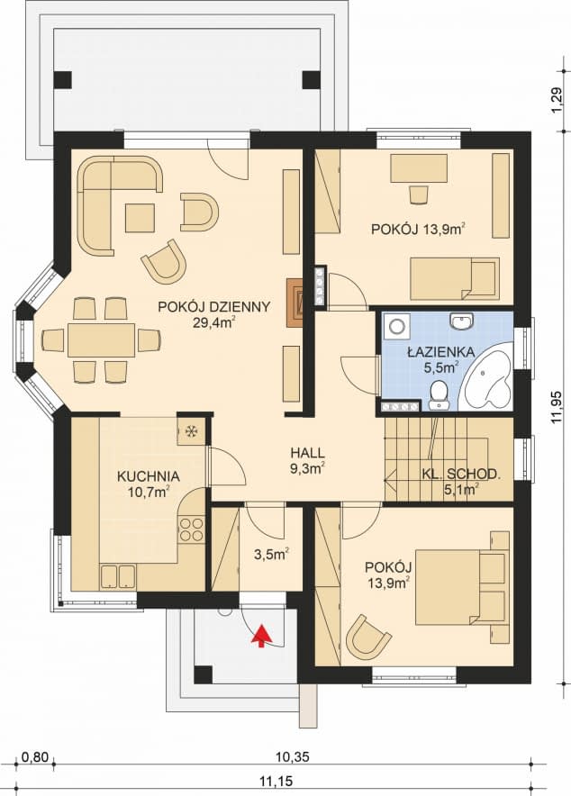 Rzut projektu APS 190 NEW - Parter