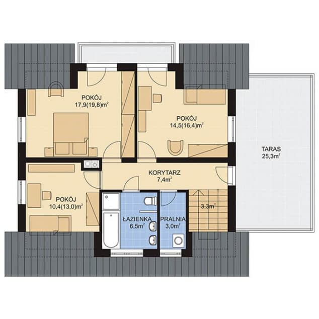 Rzut projektu APS 225 - Poddasze