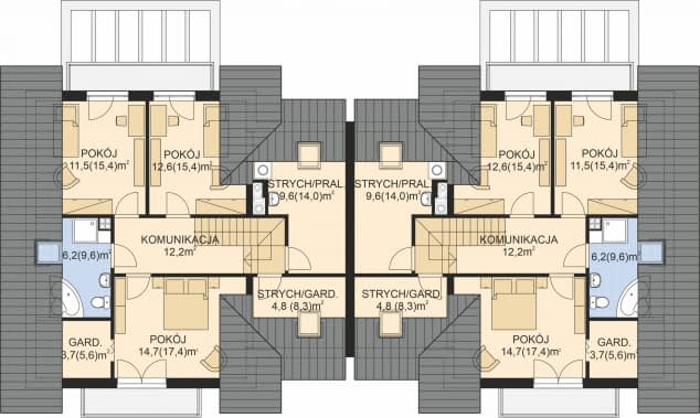 Rzut projektu APS 209 NEW DWULOKALOWY - Poddasze