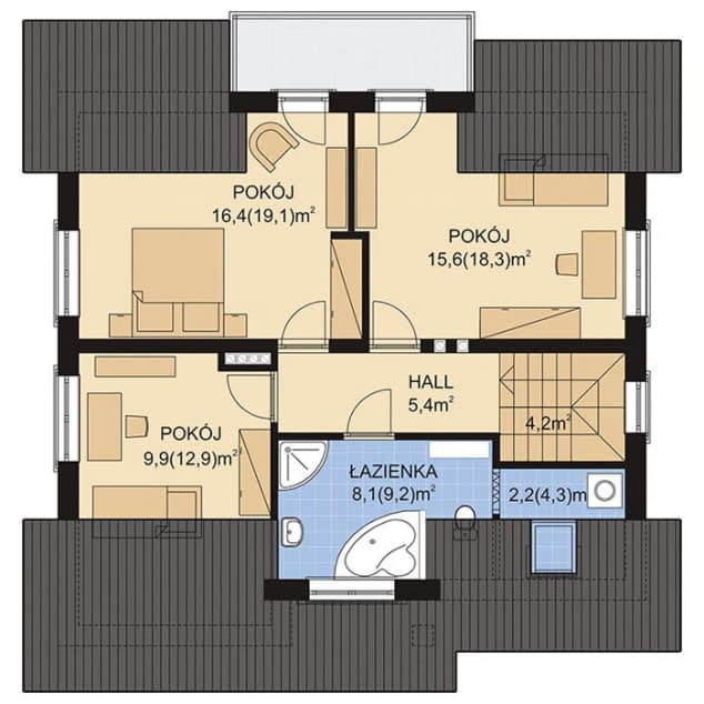 Rzut projektu APS 165 - Poddasze
