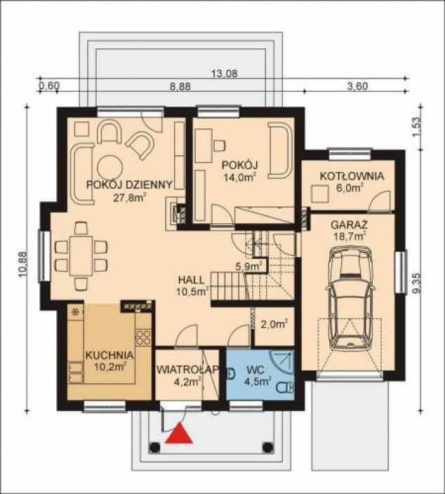 Rzut projektu APS 162 - Parter