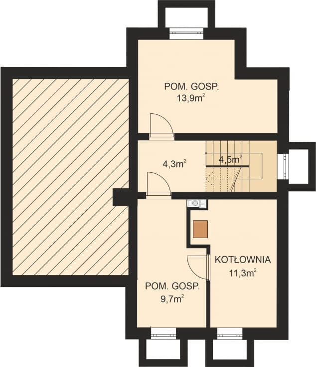 Rzut projektu APS 004 NEW - Piwnica