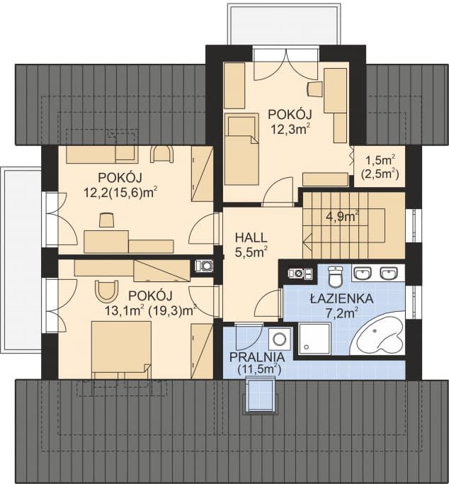 Rzut projektu APS 004 NEW - Poddasze
