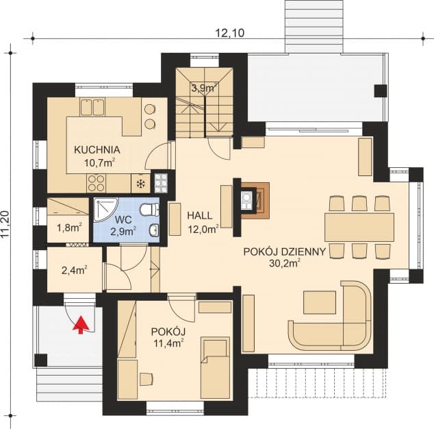 Rzut projektu APS 006 - Parter
