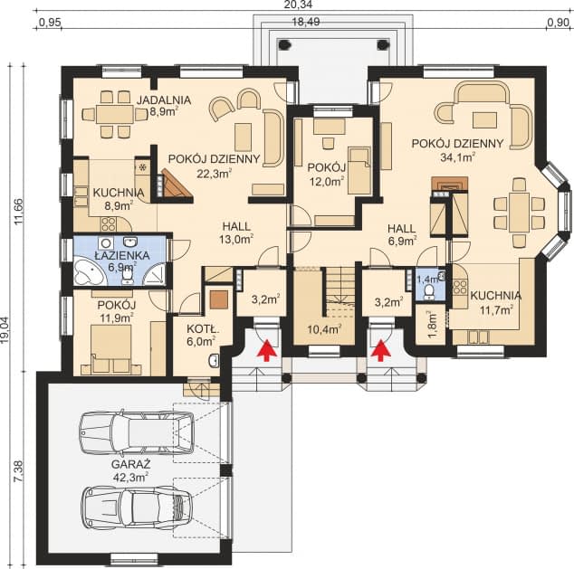 Rzut projektu APS 155 - Parter