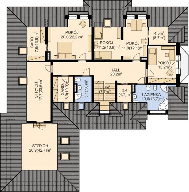 Rzut projektu APS 155 - Poddasze