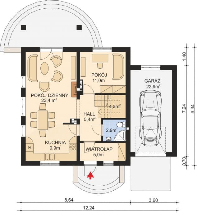 Rzut projektu APS 199 - Parter