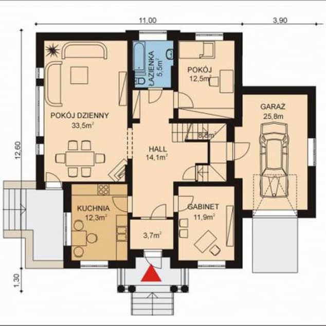 Rzut projektu APS 017+G - Parter