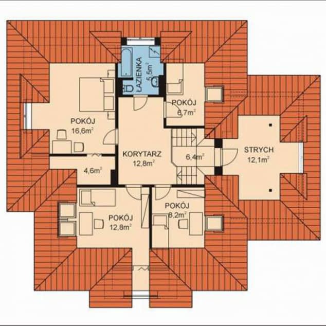 Rzut projektu APS 017+G - Poddasze