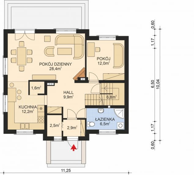 Rzut projektu APS 186 - Parter