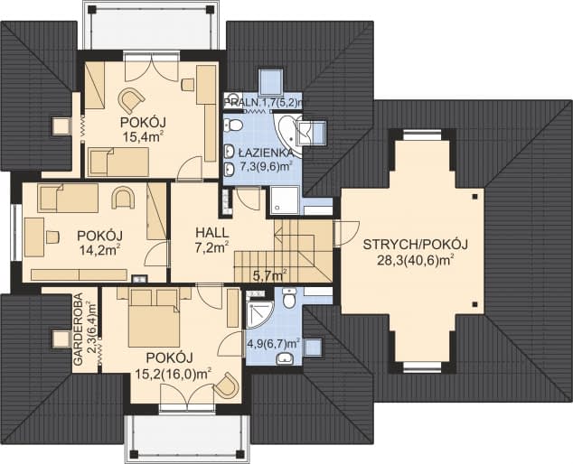 Rzut projektu APS 119 + P - Poddasze