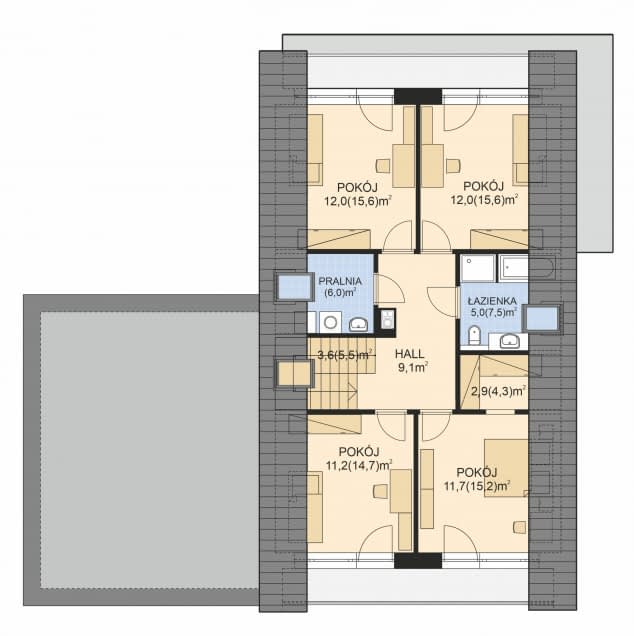 Rzut projektu APS 352 - Poddasze