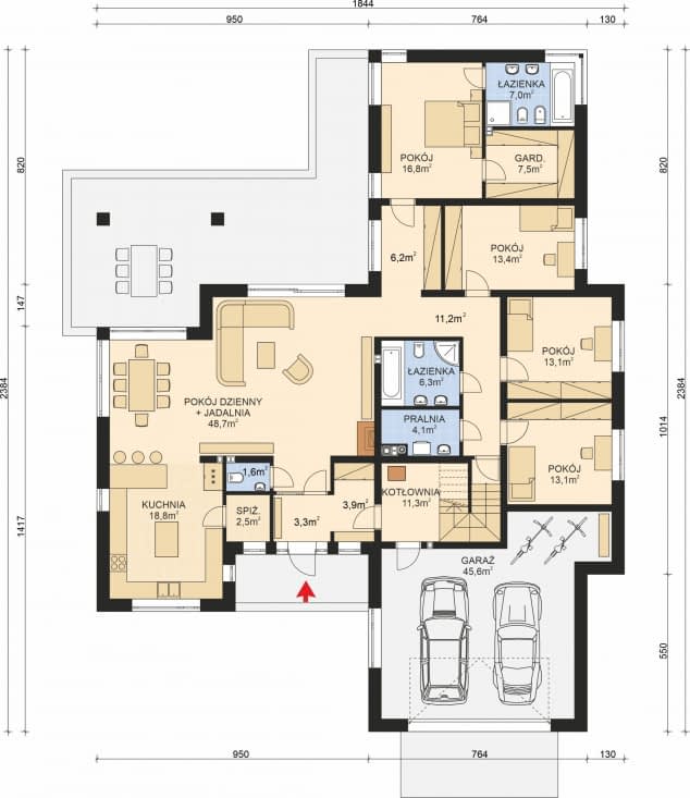 Rzut projektu APS 312 - Parter