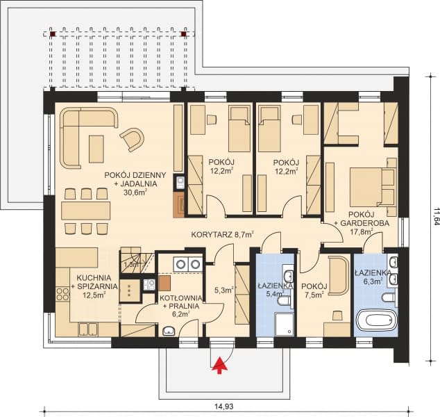 Rzut projektu APS 407 wariant 2 - Parter