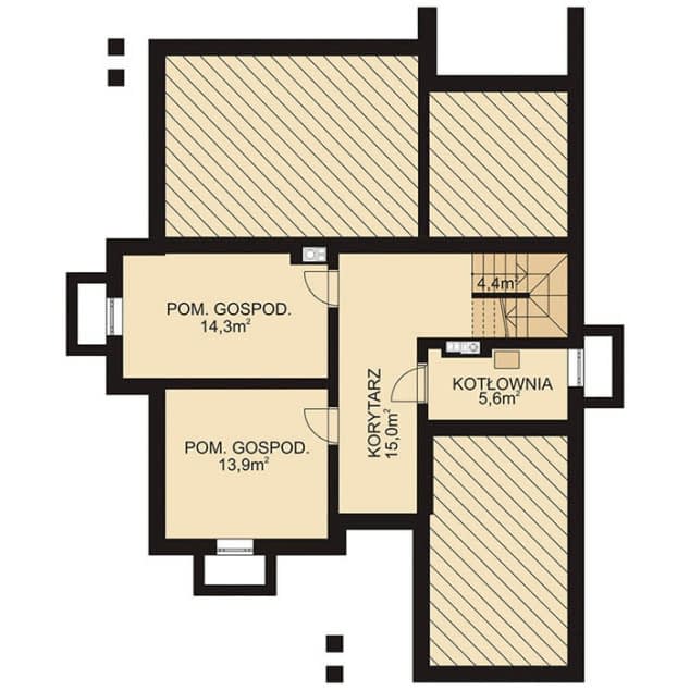 Rzut projektu APS 045 + P - Piwnica
