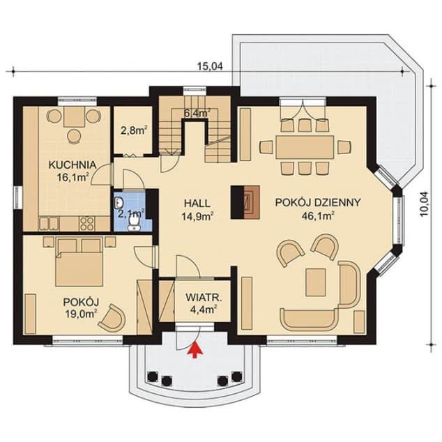 Rzut projektu APS 046 - Parter